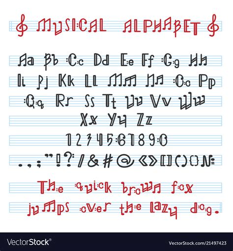 Alphabet Abc Musical Alphabetical Font Royalty Free Vector