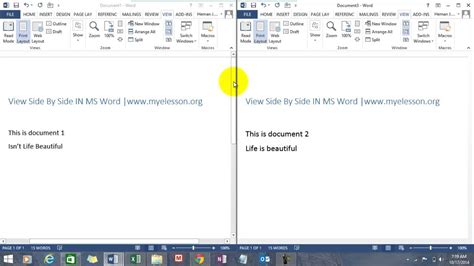 View 2 Ms Word Documents Side By Side Youtube