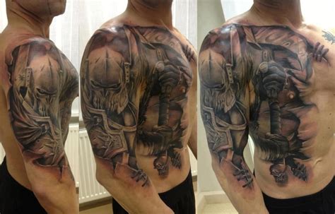 See More Knight With Axe Tattoos On Chest And Arms Cool Tattoos For
