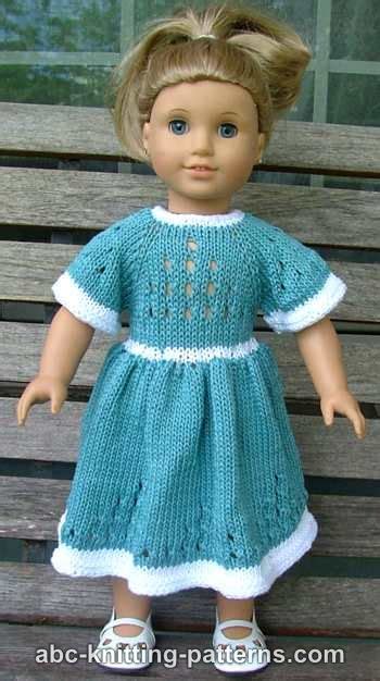 Abc Knitting Patterns American Girl Doll Eyelet Dress