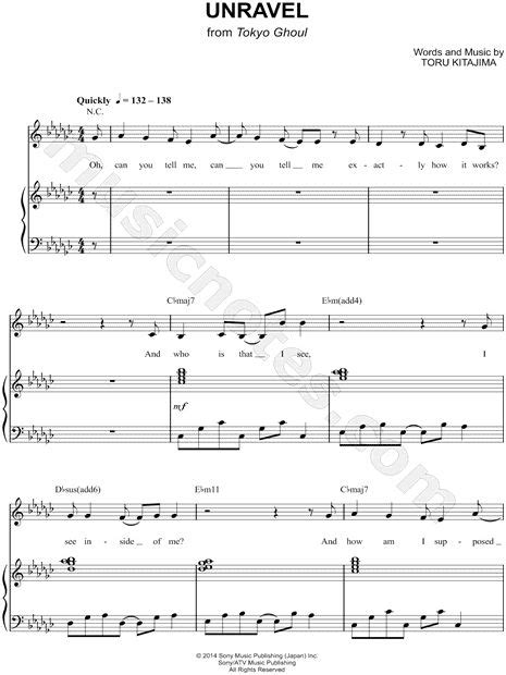 Unlimited access to all songs and features. "Unravel" from 'Tokyo Ghoul' Sheet Music in Eb Minor ...