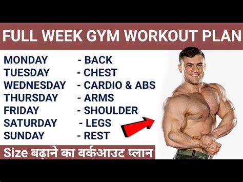 Full Week Workout Plan For Muscle Gain At Gym