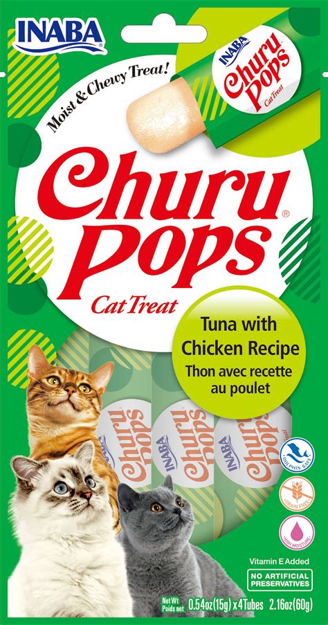 24 Tubes Inaba Churu Pops Moist And Juicy Cat Treat Tuna With Chicken