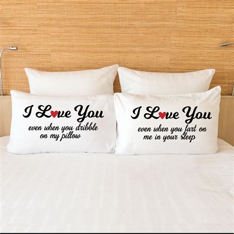 couples funny pillowcases set matching pillows for her and him etsy