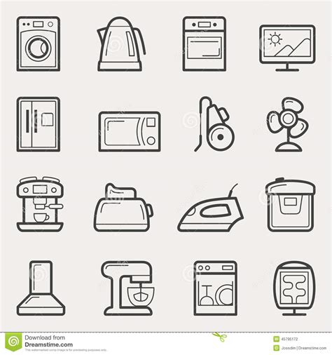 Home Appliances Icons Washing Machine Teapot Oven Tv Refrigerator