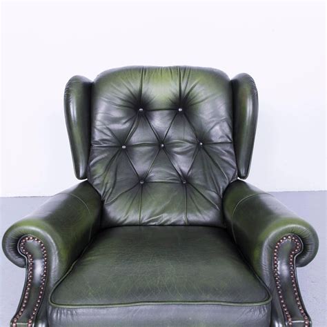 Take a seat and instantly relax in one of our comfortable upholstered living room chairs. La-Z-Boy Chesterfield Leather Armchair Recliner Green at ...