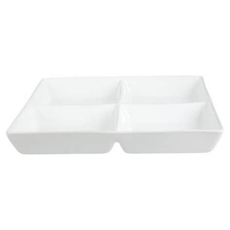 Dash Of That Broadway Divided Square Serving Dish White 10 X 10 In