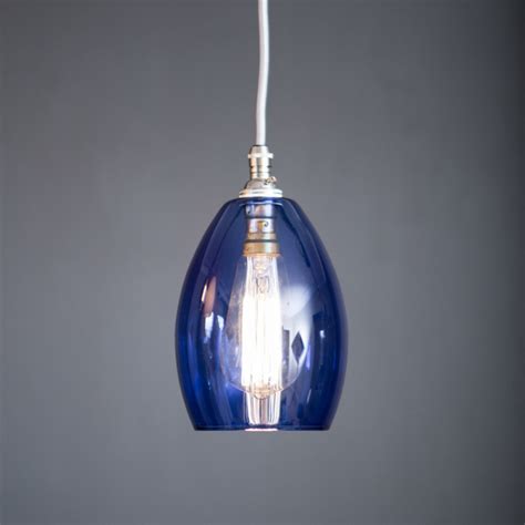 Bertie Small Blue Glass Pendant Light