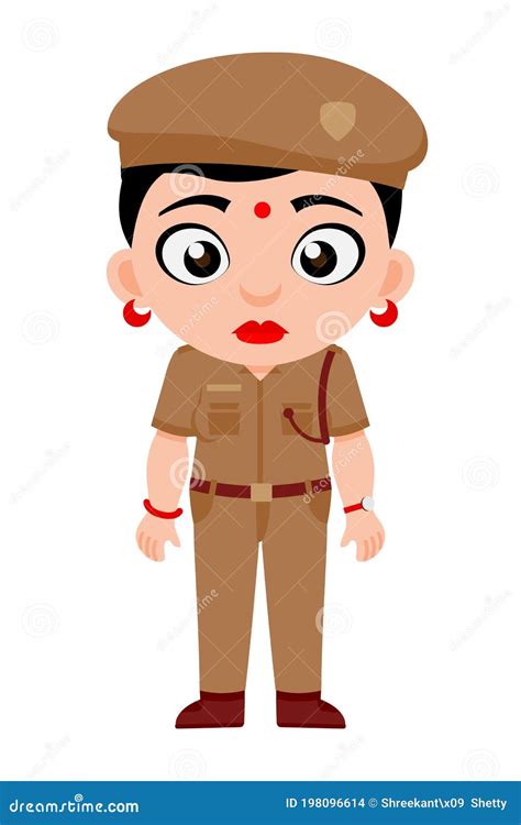 Indian Police Officer Front View Vector Illustration Design