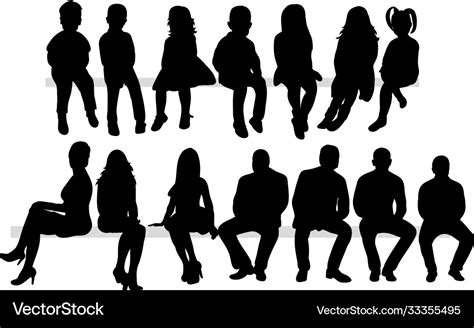 A Collection Silhouettes People Sitting Royalty Free Vector