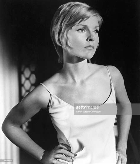 Carol Lynley Us Actress Wearing A White Thin Strap Top Posing With