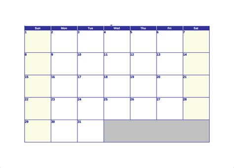 16 Sample Blank Calendar Templates To Download Sample Templates