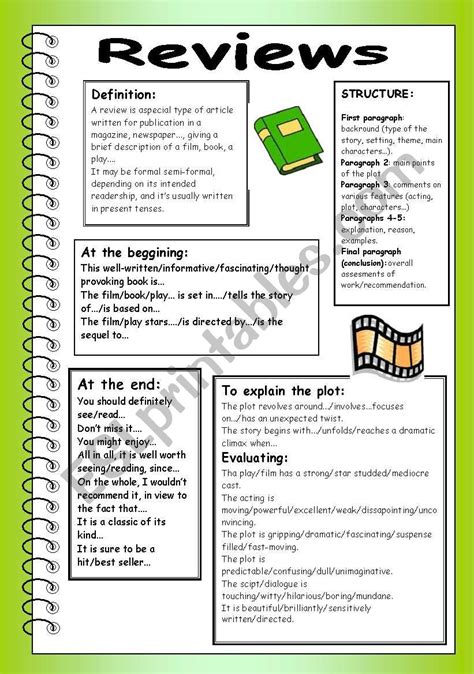 Writing A Review Esl Worksheet By Truji78
