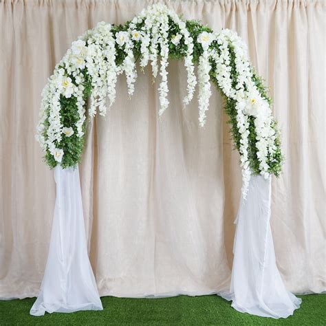 Efavormart 75ft Decorative Metal Wedding Arch White 55wx90h