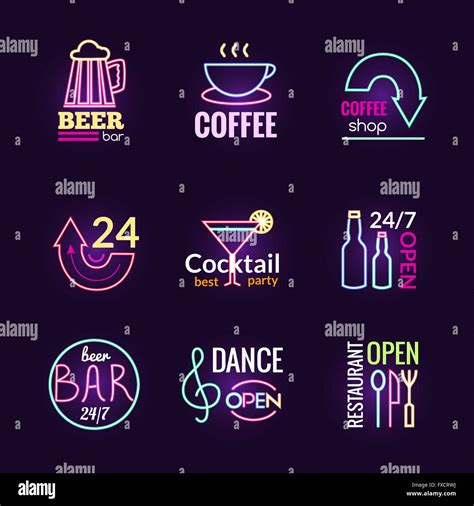 Neon Signs Set Stock Vector Image And Art Alamy