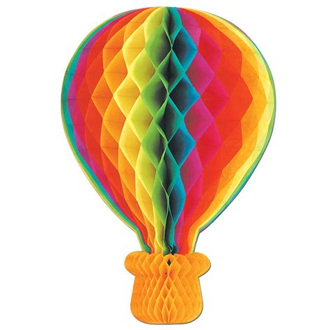 Pack Of 6 Vibrantly Colored Honeycomb Hot Air Balloon Hanging