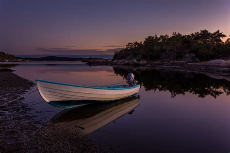 Wallpaper Trees Boat Sunset Sea Bay Night Lake Water