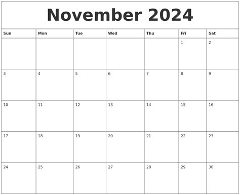 November 2024 Custom Calendar Printing