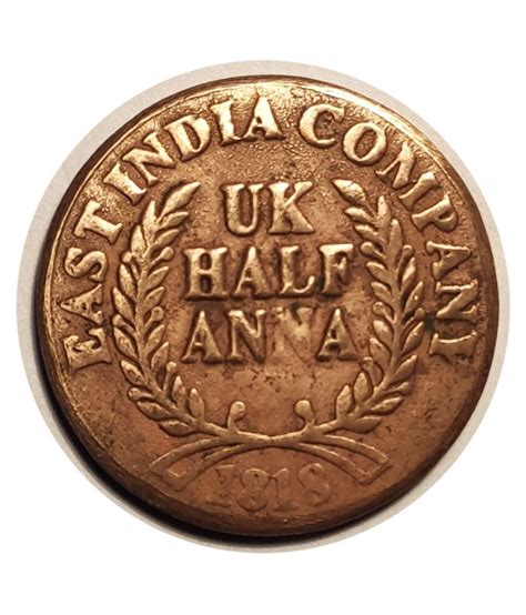 Uk Half Anna East India Company 1818 With Lord Ramdarbaar Lucky Coin