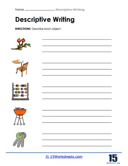 Descriptive Writing Worksheets Worksheets Com Descriptive