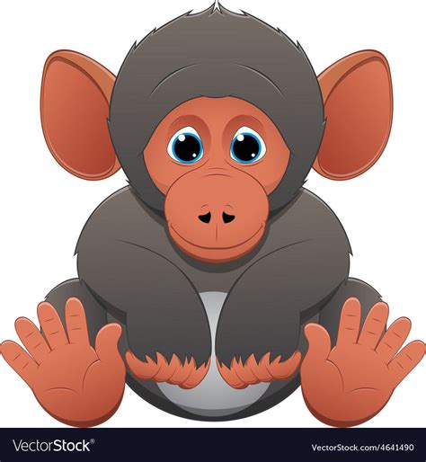 Clipart Cute Baby Monkey Running Royalty Free Vector Illustration By 16e
