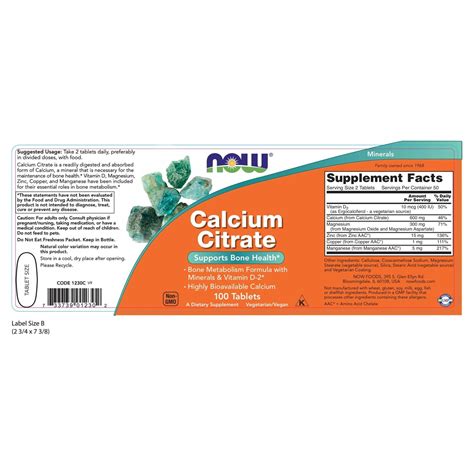 Now Foods Calcium Citrate With Minerals And Vitamin D 2 Tablets
