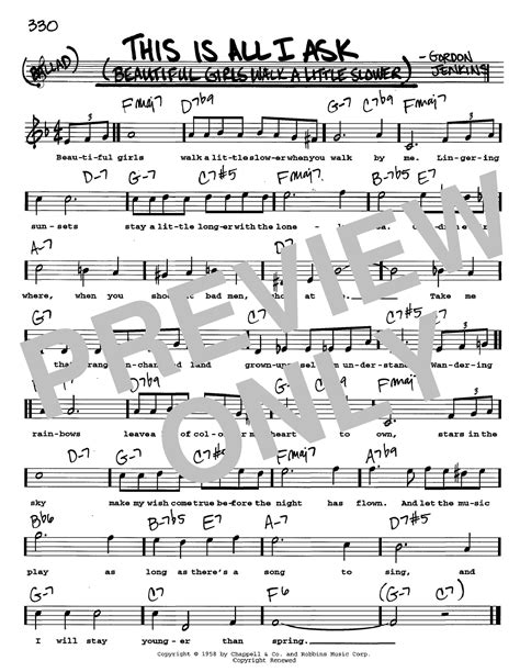 This Is All I Ask Beautiful Girls Walk A Little Slower Sheet Music