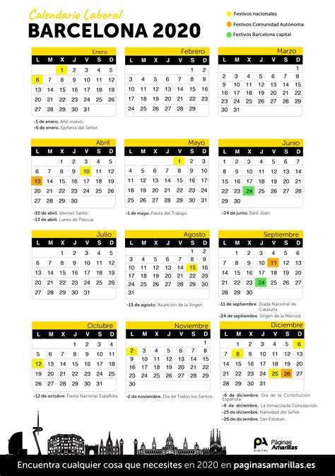 En este espacio puede consultarse el calendario de fiestas laborales de barcelona del año 2021. Calendario laboral en Barcelona | Blog de Páginas Amarillas