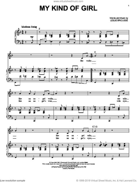 Monro My Kind Of Girl Sheet Music For Voice And Piano Pdf