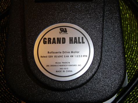 Grand Hall Rotisserie Drive Motor Model P80n78