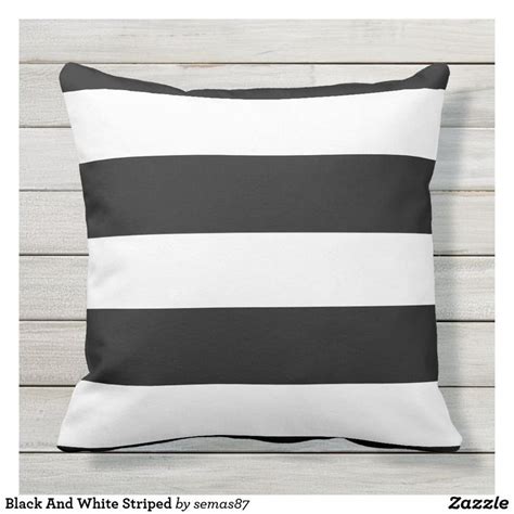 Black And White Striped Outdoor Pillow Zazzle Outdoor Pillows