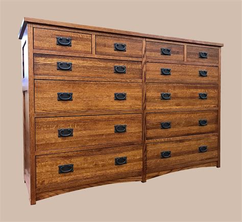 Uhuru Furniture And Collectibles Mission Style Oak 12 Drawer Dresser