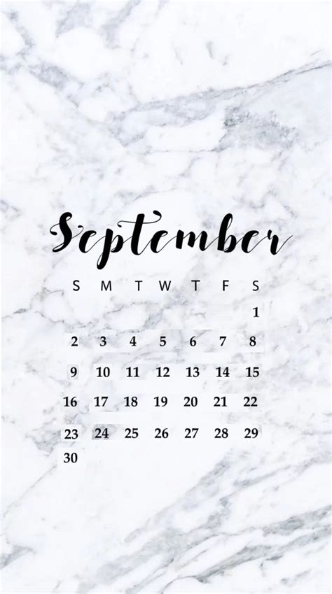 September 2018 Iphone Hd Calendar Calendar Wallpaper September