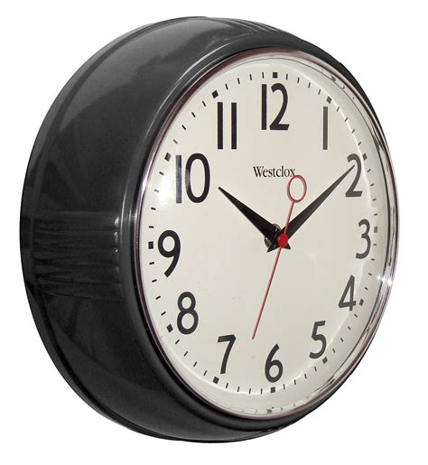 Westclox 1950 Retro 95 Extra Thick Round Wall Clock Black 32042bk