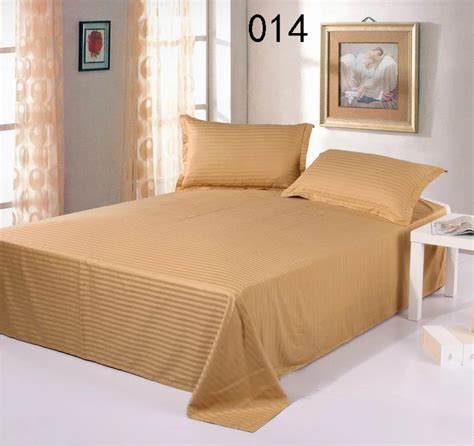 Light Tan Cotton Satin Stripe 1pcs Full Queen King Flat Sheets Bed