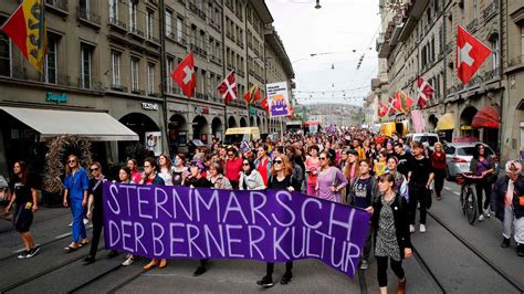swiss women strike nationwide to protest inequalities the new york times