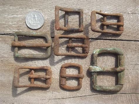 Rusty Old Iron Buckles Primitive Antique Harness Belt Buckle Collection