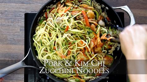 In this article how to store spiralized zucchini noodles more veggie noodle recipes technically, zoodle is short for zucchini noodle, and it's a cut of zucchini that is thin enough. Korean Style Zucchini Noodles w/ Pork & Kimchi - YouTube