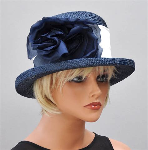 Kentucky Derby Hat Wedding Hat Ladies Navy Hat Ascot Hat Derby Hat