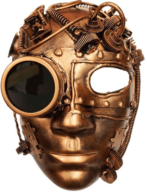 Metallic Copper Steampunk Robot Face Mask Adult Masquerade Costume
