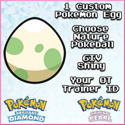 Shiny 6iv Custom Egg Pokemon Brilliant Diamond And Shining Pearl Bdsp 1