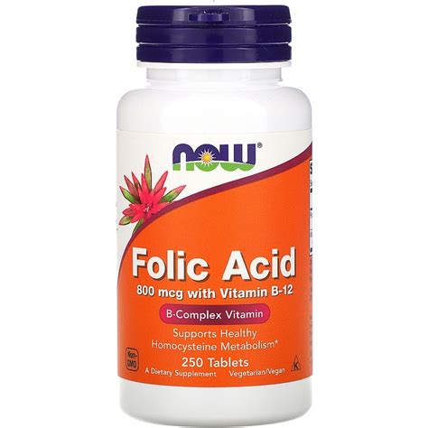 Now Foods Folic Acid 800 Mcg 250 Tablets