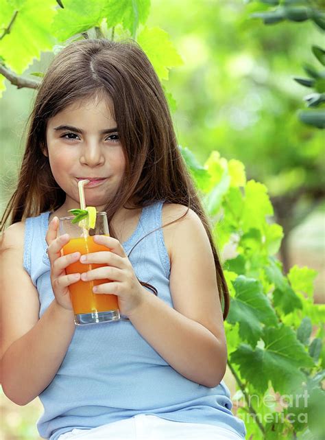 Happy Girl Drinking Juice Photograph By Anna Om Fine Art America