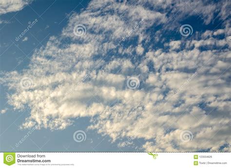 Blue Sky With Fluffy Clouds Background Copy Space