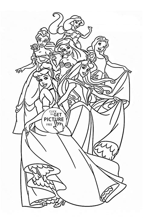 Maybe you would eat like a princess? Disney Princesses coloring page for kids, disney princess ...