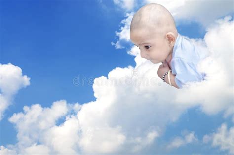 Newborn Infant Baby On Clouds Royalty Free Stock Images Image