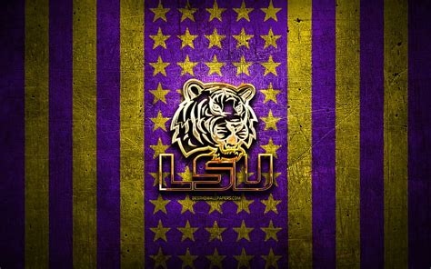 Lsu Tigers Flag Ncaa Violet Yellow Metal Background American Football Team Hd Wallpaper Peakpx