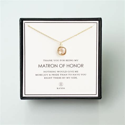 Matron Of Honor T Gold Glass Necklace Matron Of Honor