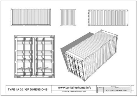 20gp Technical Drawing Shipping Container Dimensions Shipping Images