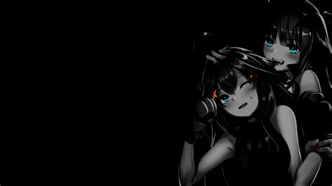 Wallpaper Selective Coloring Anime Girls Monochrome Simple Background Black Background